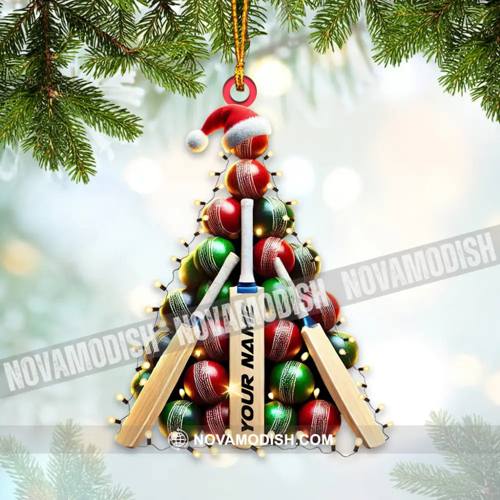Custom Name Cricket Ball Ornament Lover Christmas Gift 3.54’’ / 1