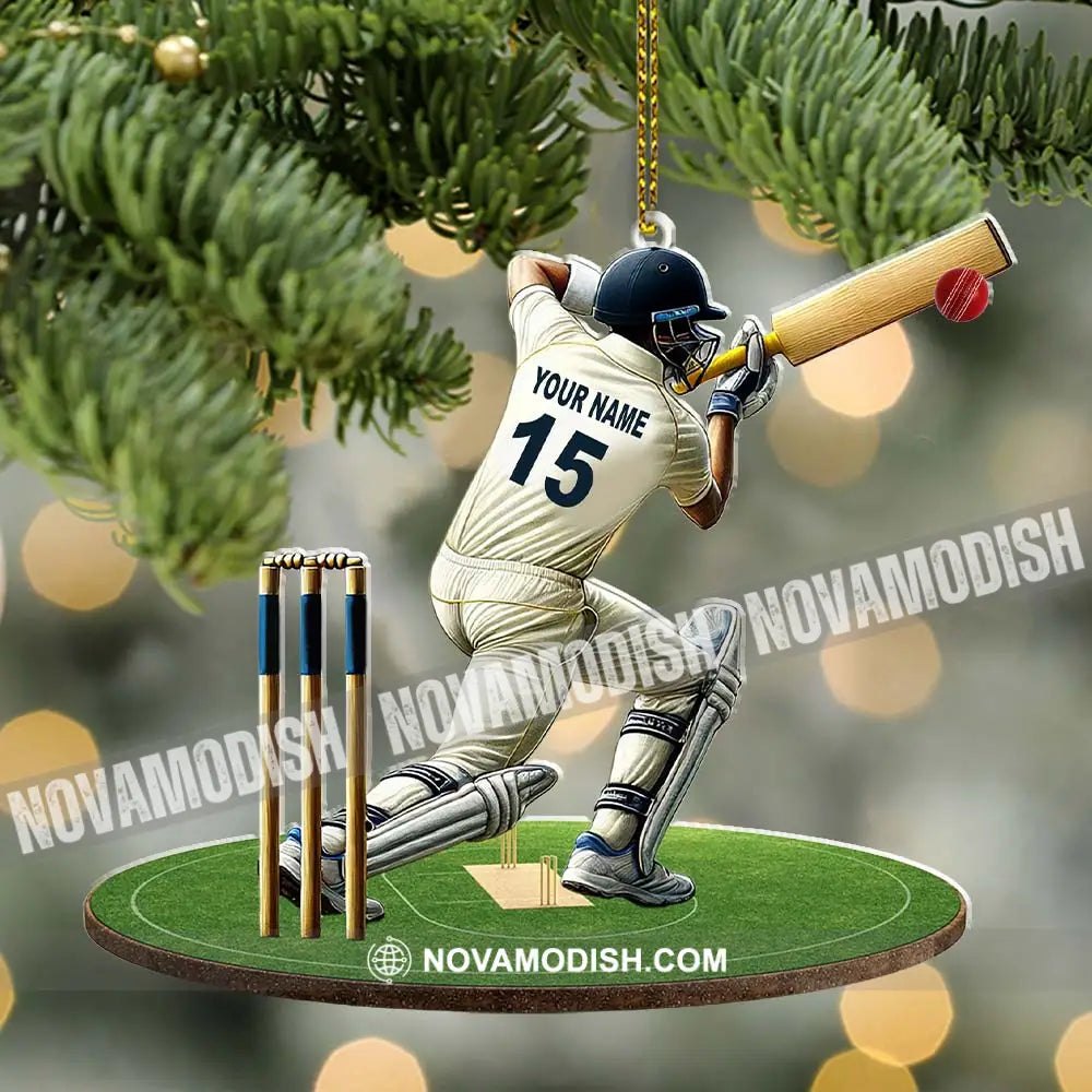 Custom Name Cricket Ball Ornament Lover Christmas Gift