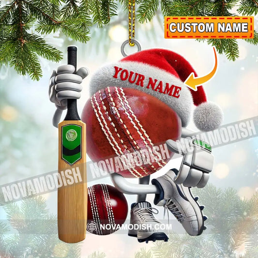 Custom Name Cricket Ball Ornament Lover Christmas Gift