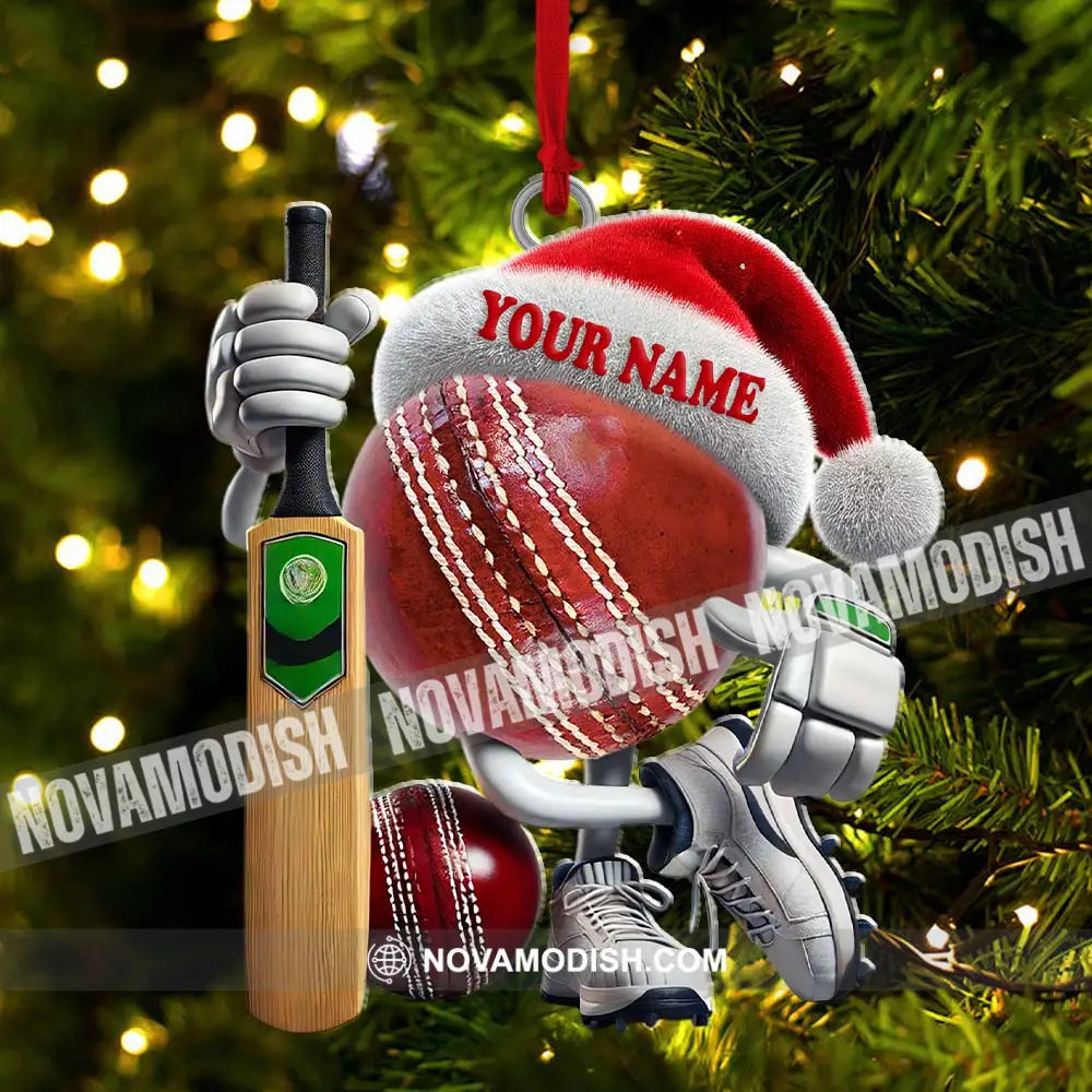 Custom Name Cricket Ball Ornament Lover Christmas Gift