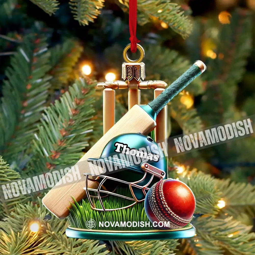 Custom Name Cricket Ball Ornament Lover Christmas Gift