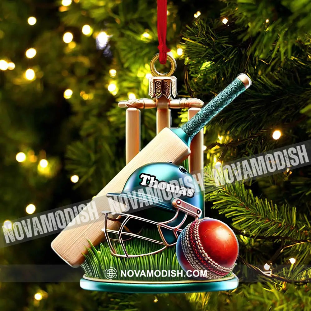 Custom Name Cricket Ball Ornament Lover Christmas Gift