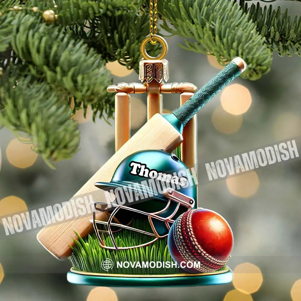 Custom Name Cricket Ball Ornament Lover Christmas Gift