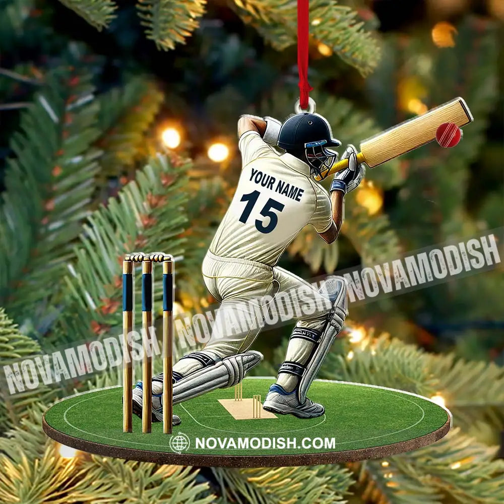 Custom Name Cricket Ball Ornament Lover Christmas Gift