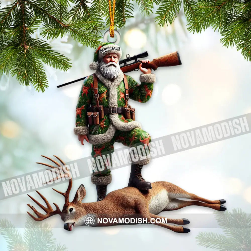 Custom Name Deer Hunting Ornament Hunter Christmas Gift 3.54’’ / 1