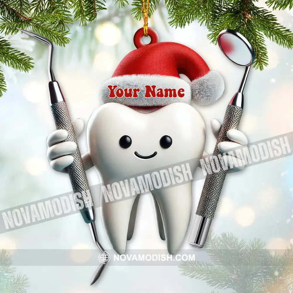 Custom Name Dentist Ornament Christmas Gift For 3.54’’ / 1