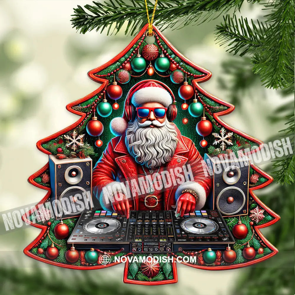 Custom Name Disc Jockey Santa Ornament Dj Christmas Gift 3.54’’ / 1