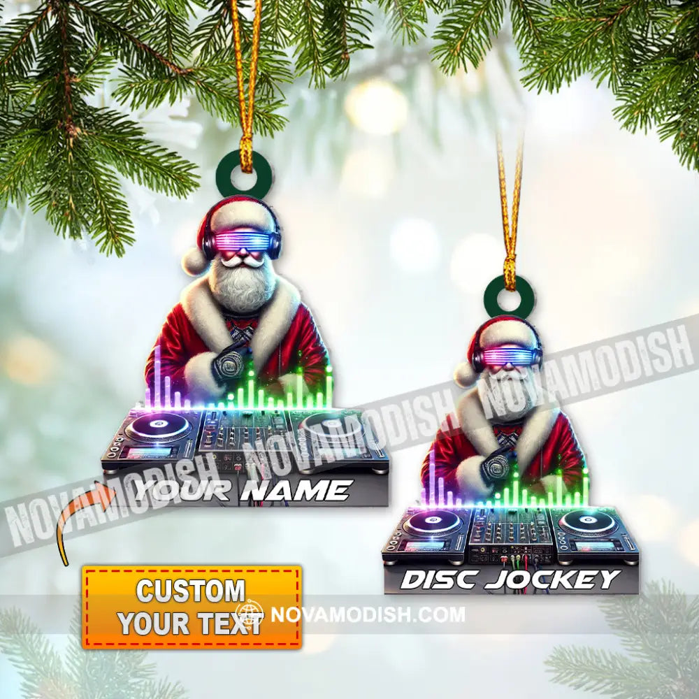 Custom Name Disc Jokey Ornament Gift For Dj Christmas