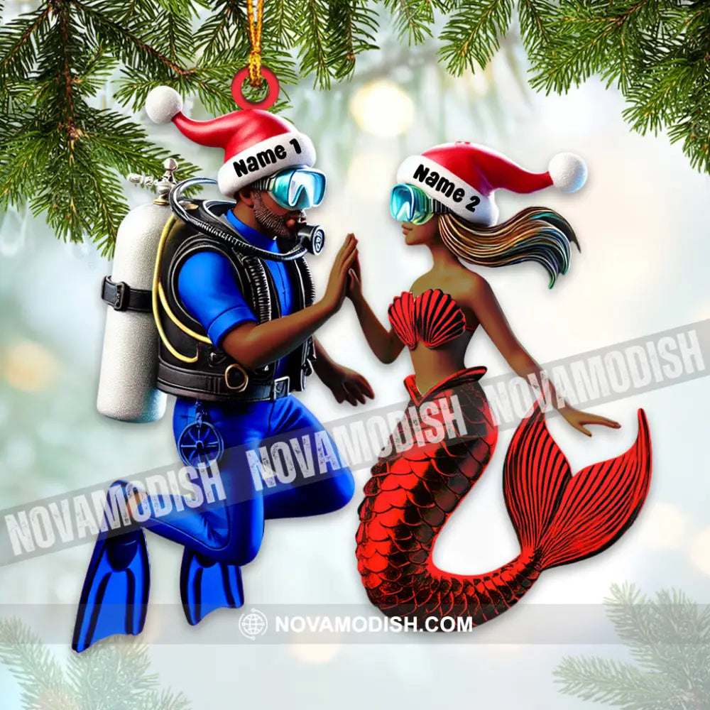 Custom Name Diving Couple Ornament Christmas Gift