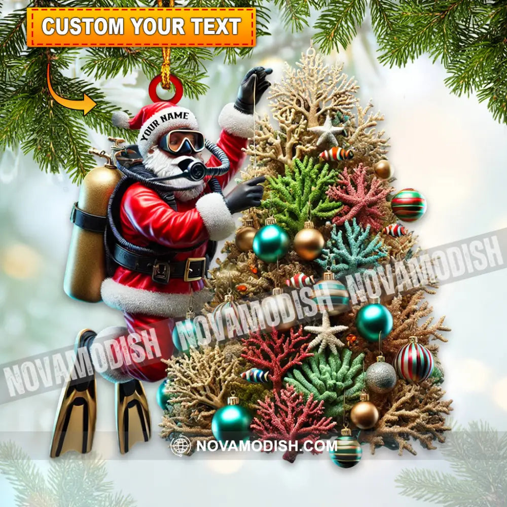 Custom Name Diving Santa Ornament Christmas Gift