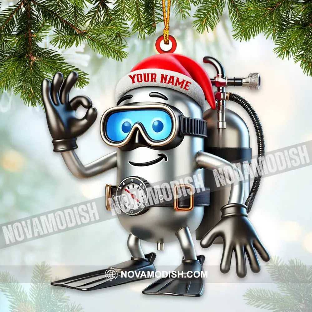 Custom Name Diving Santa Ornament Dive Lover Christmas Gift 3.54’’ / 1