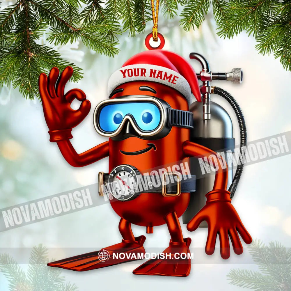 Custom Name Diving Santa Ornament Dive Lover Christmas Gift