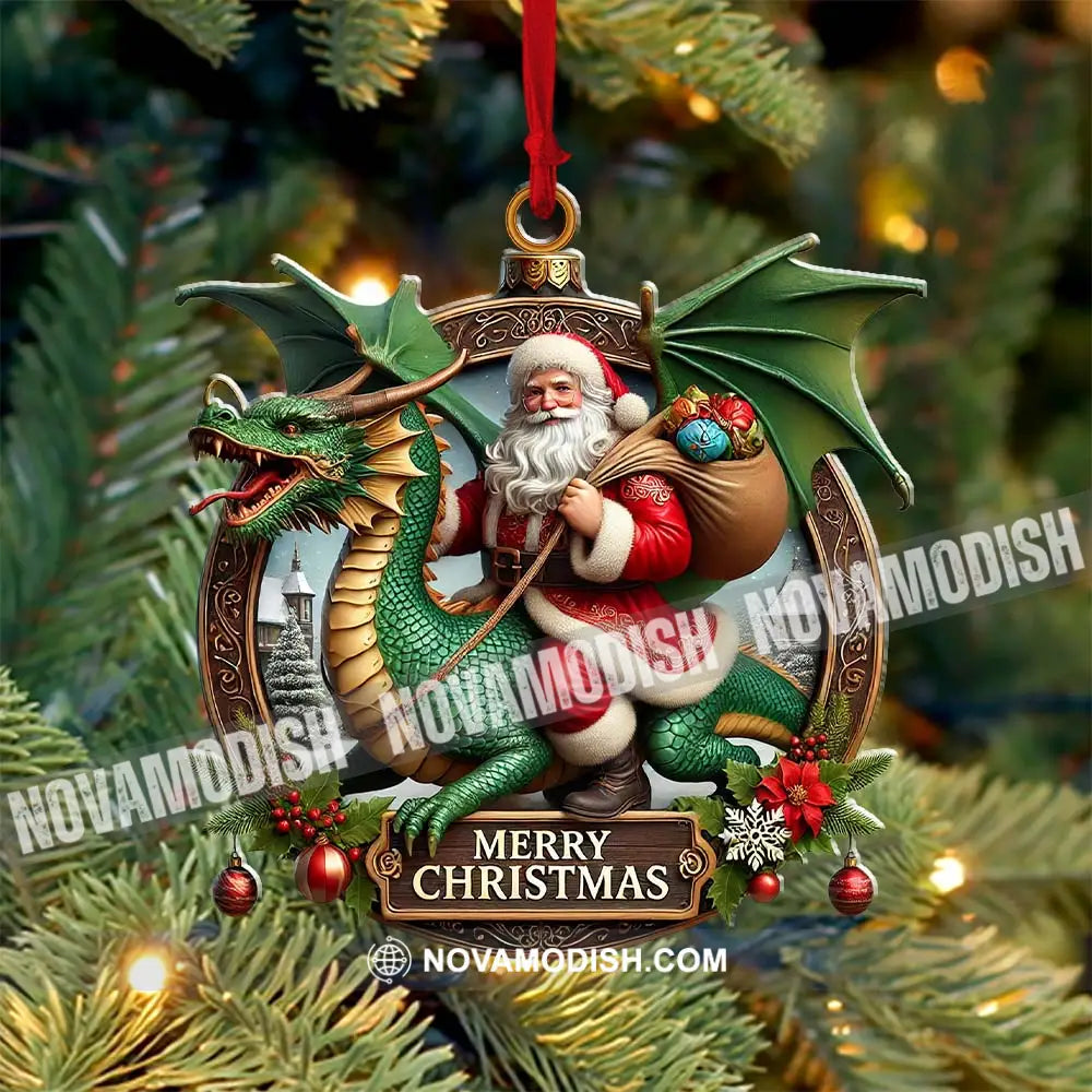 Custom Name Dragon Santa Ornament Christmas Gift For Lover