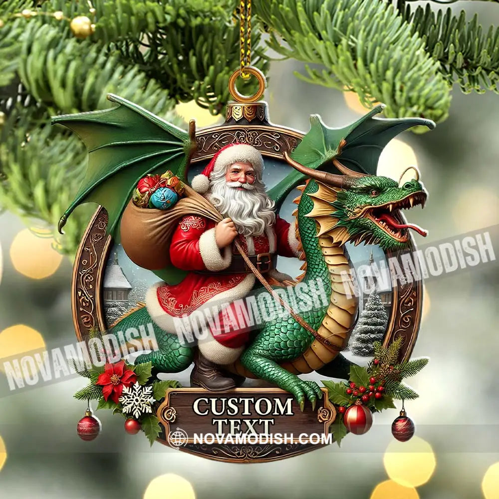 Custom Name Dragon Santa Ornament Christmas Gift For Lover 3.54’’ / 1