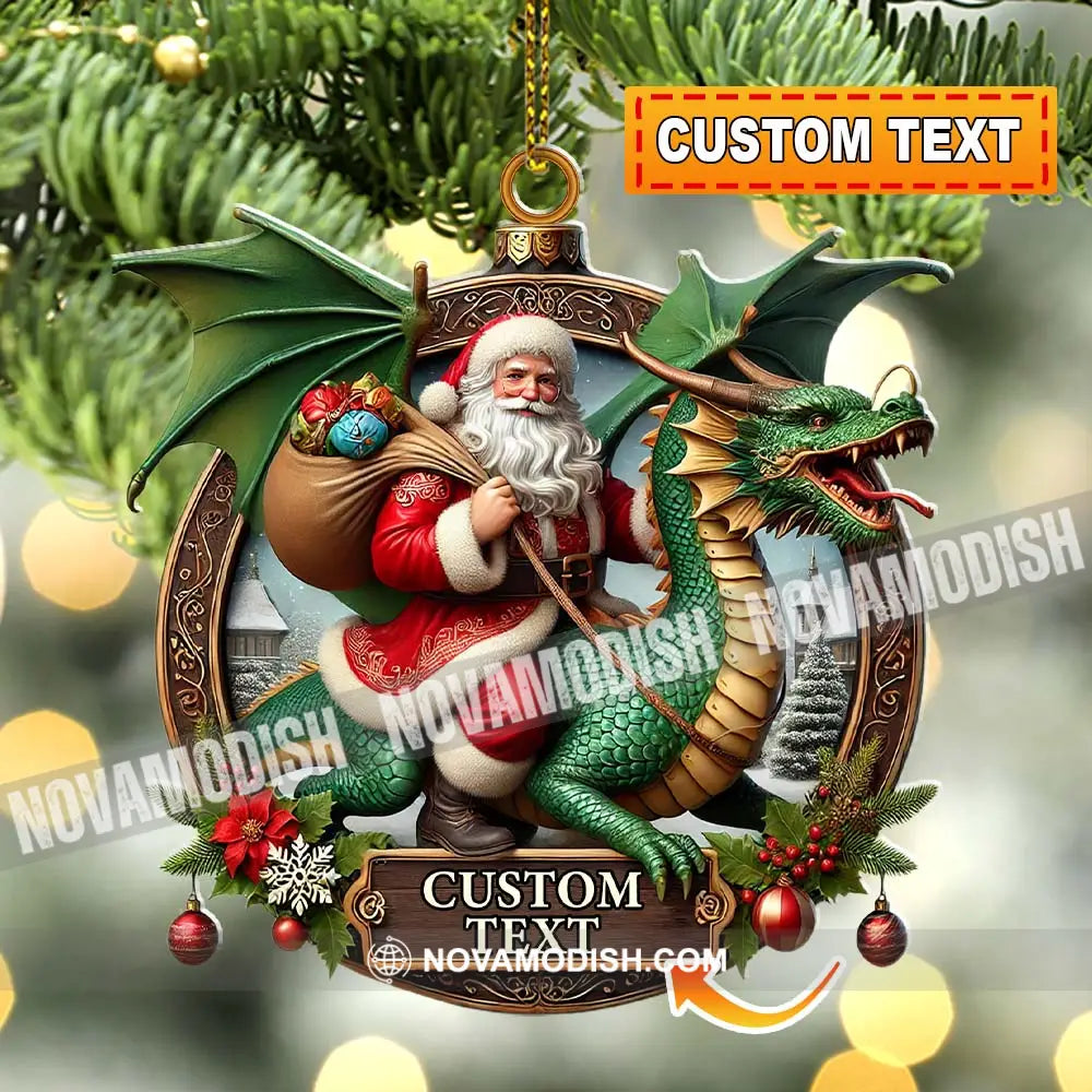 Custom Name Dragon Santa Ornament Christmas Gift For Lover