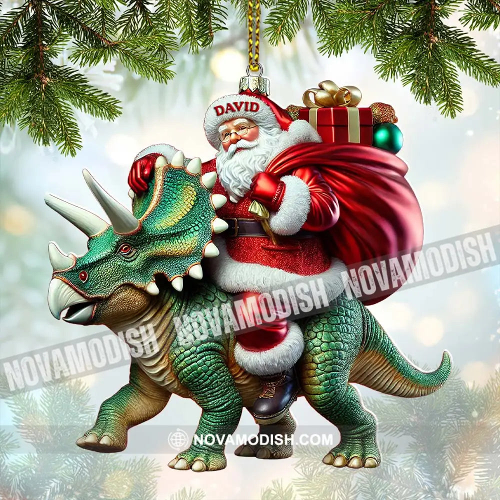 Custom Name Dragon Santa Ornament Lover Christmas Gift 3.54’’ / 1