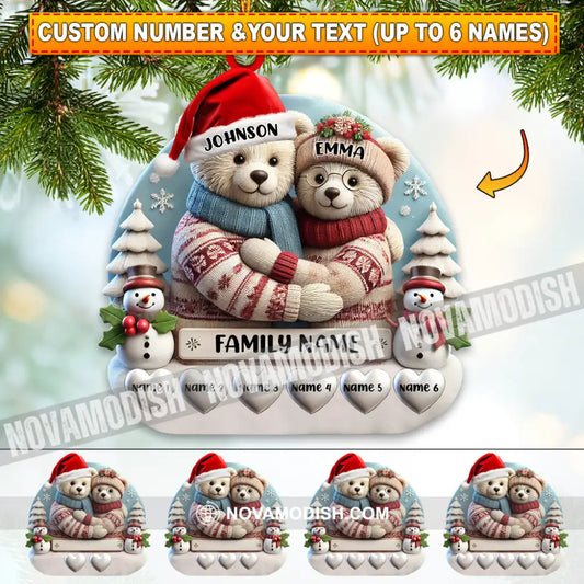 Custom Name Family Bear Christmas Ornament Gift