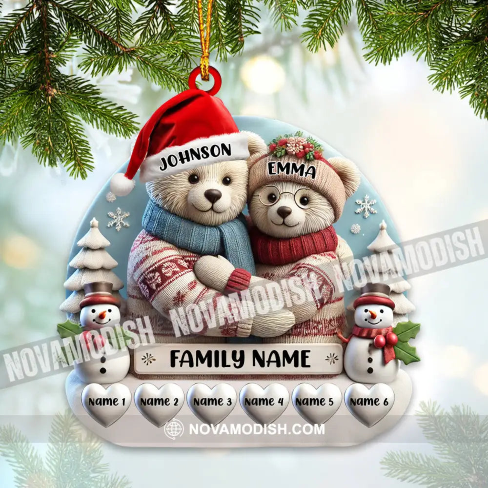 Custom Name Family Bear Christmas Ornament Gift