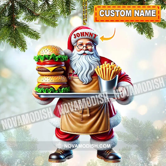 Custom Name Fast Food Santa Ornament Christmas Gift Decoration 3.54’’ / 1