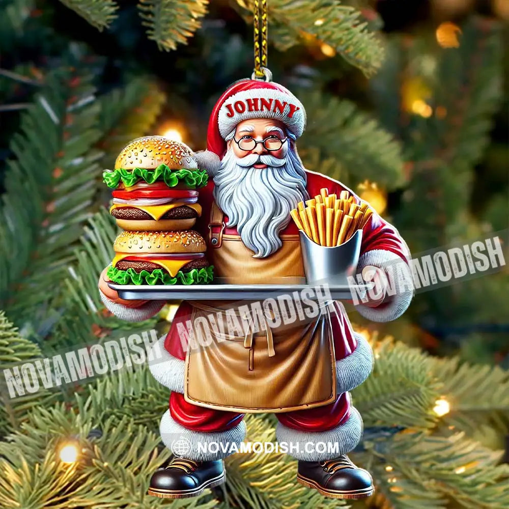 Custom Name Fast Food Santa Ornament Christmas Gift Decoration