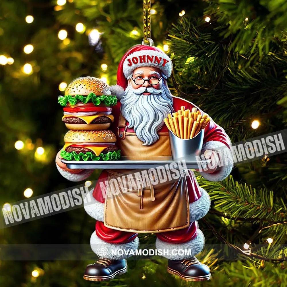 Custom Name Fast Food Santa Ornament Christmas Gift Decoration