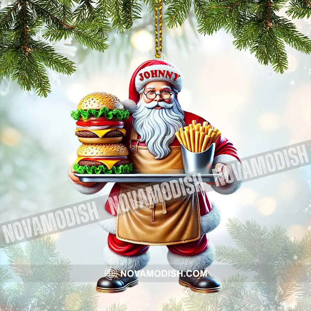 Custom Name Fast Food Santa Ornament Christmas Gift Decoration