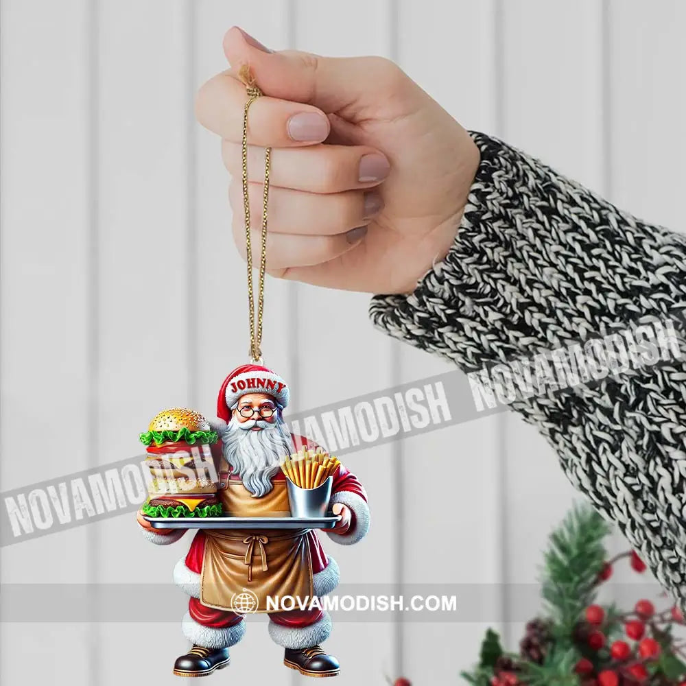 Custom Name Fast Food Santa Ornament Christmas Gift Decoration