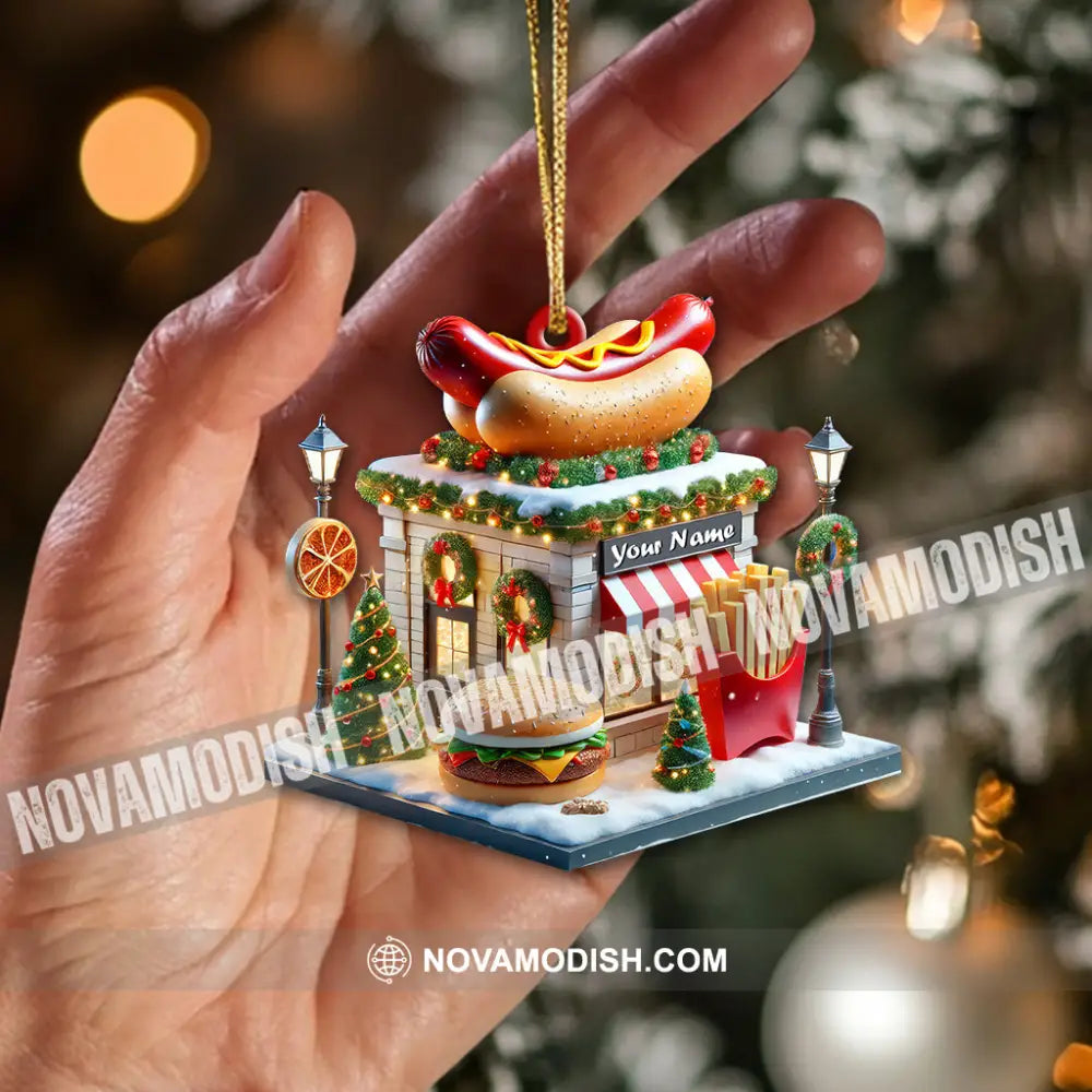 Custom Name Fast Food Store Ornament Christmas Gift 3.54’’ / 1