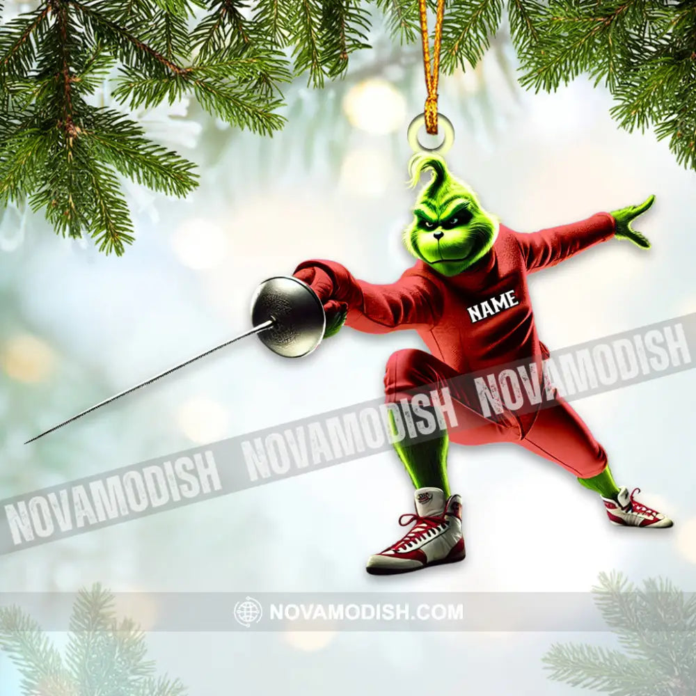 Custom Name Fencing Grinch Ornament Lover Christmas Gift