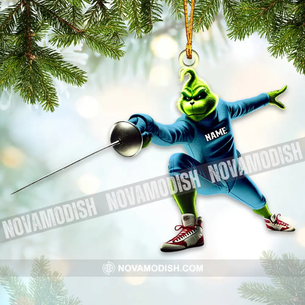 Custom Name Fencing Grinch Ornament Lover Christmas Gift