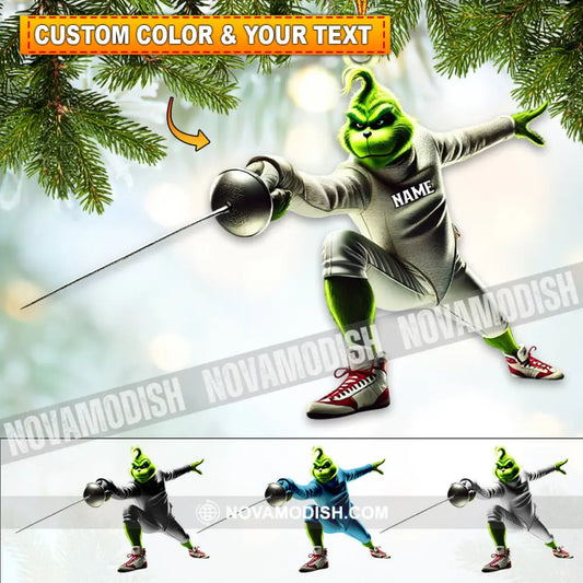 Custom Name Fencing Grinch Ornament Lover Christmas Gift