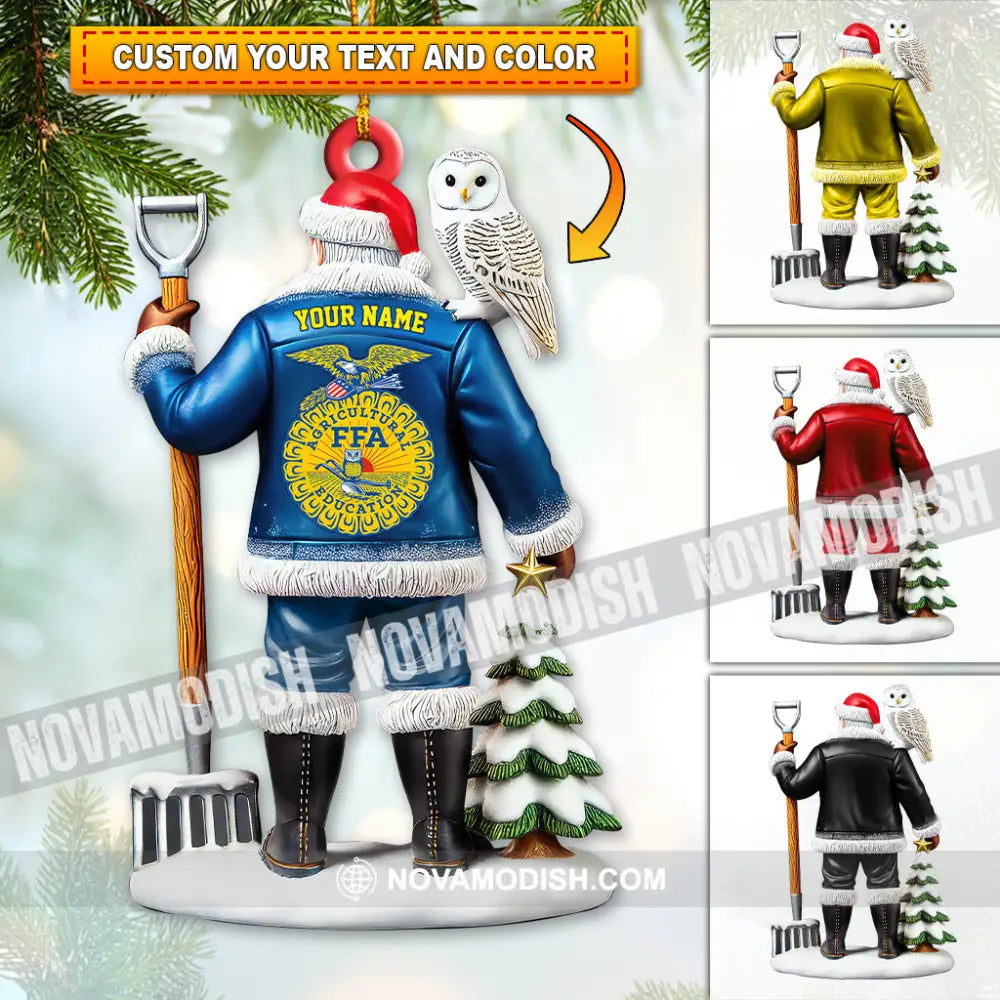 Custom Name Ffa Ornament Santa Farmer Christmas