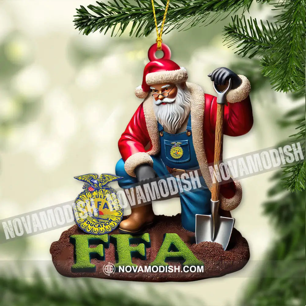 Custom Name Ffa Ornament Santa Farmer Christmas 3.54’’ / 1