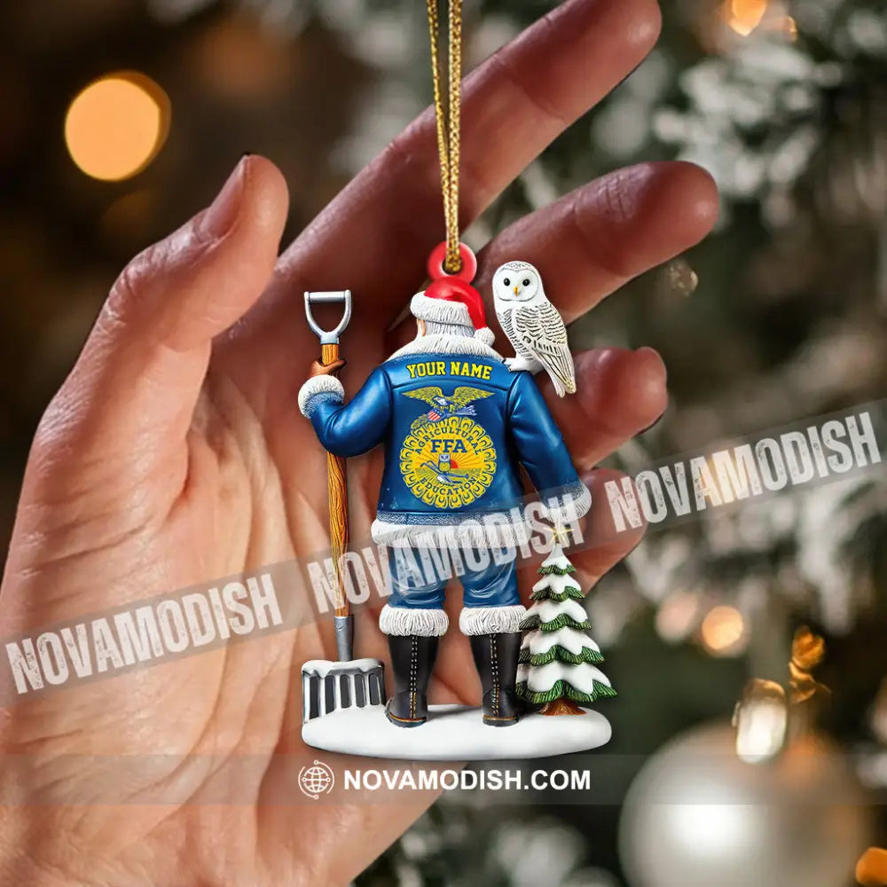 Custom Name Ffa Ornament Santa Farmer Christmas