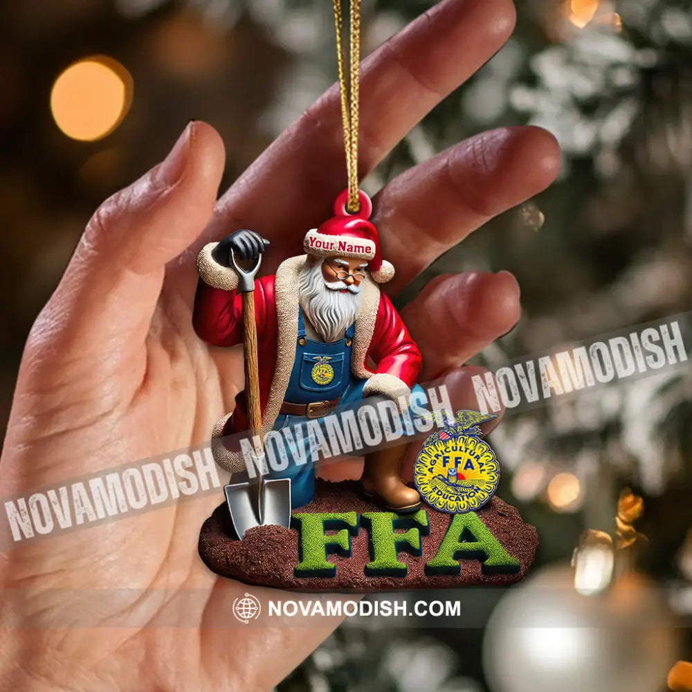 Custom Name Ffa Ornament Santa Farmer Christmas