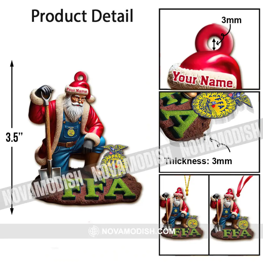 Custom Name Ffa Ornament Santa Farmer Christmas