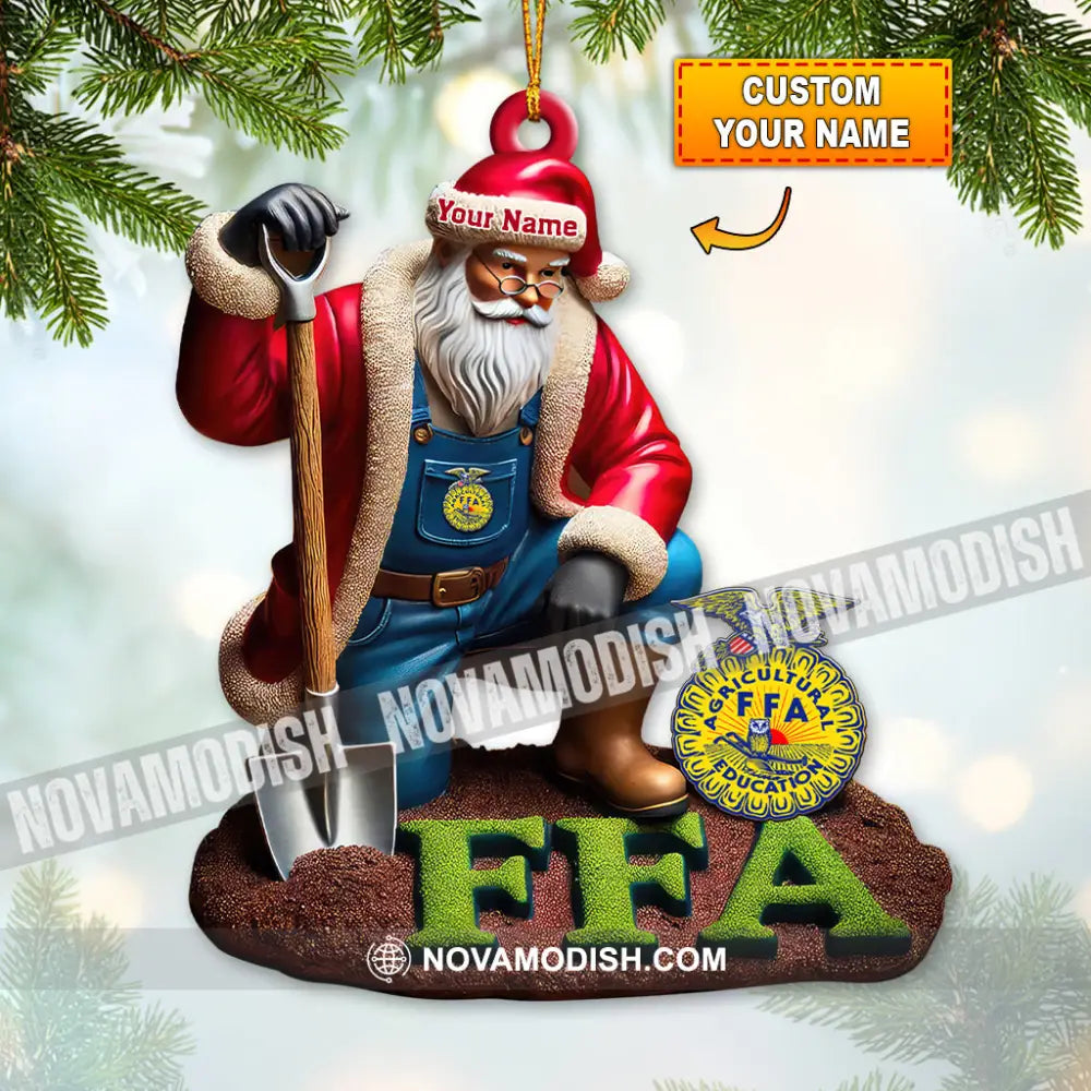 Custom Name Ffa Ornament Santa Farmer Christmas