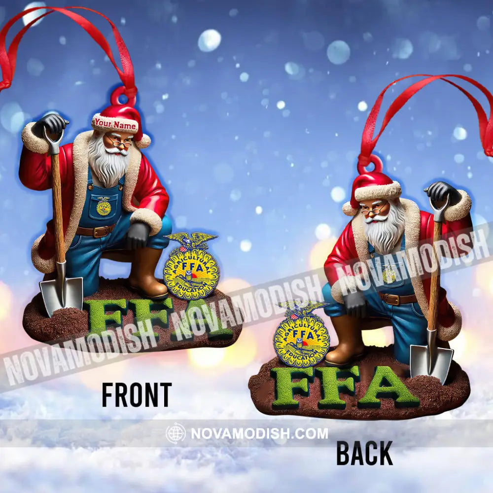 Custom Name Ffa Ornament Santa Farmer Christmas