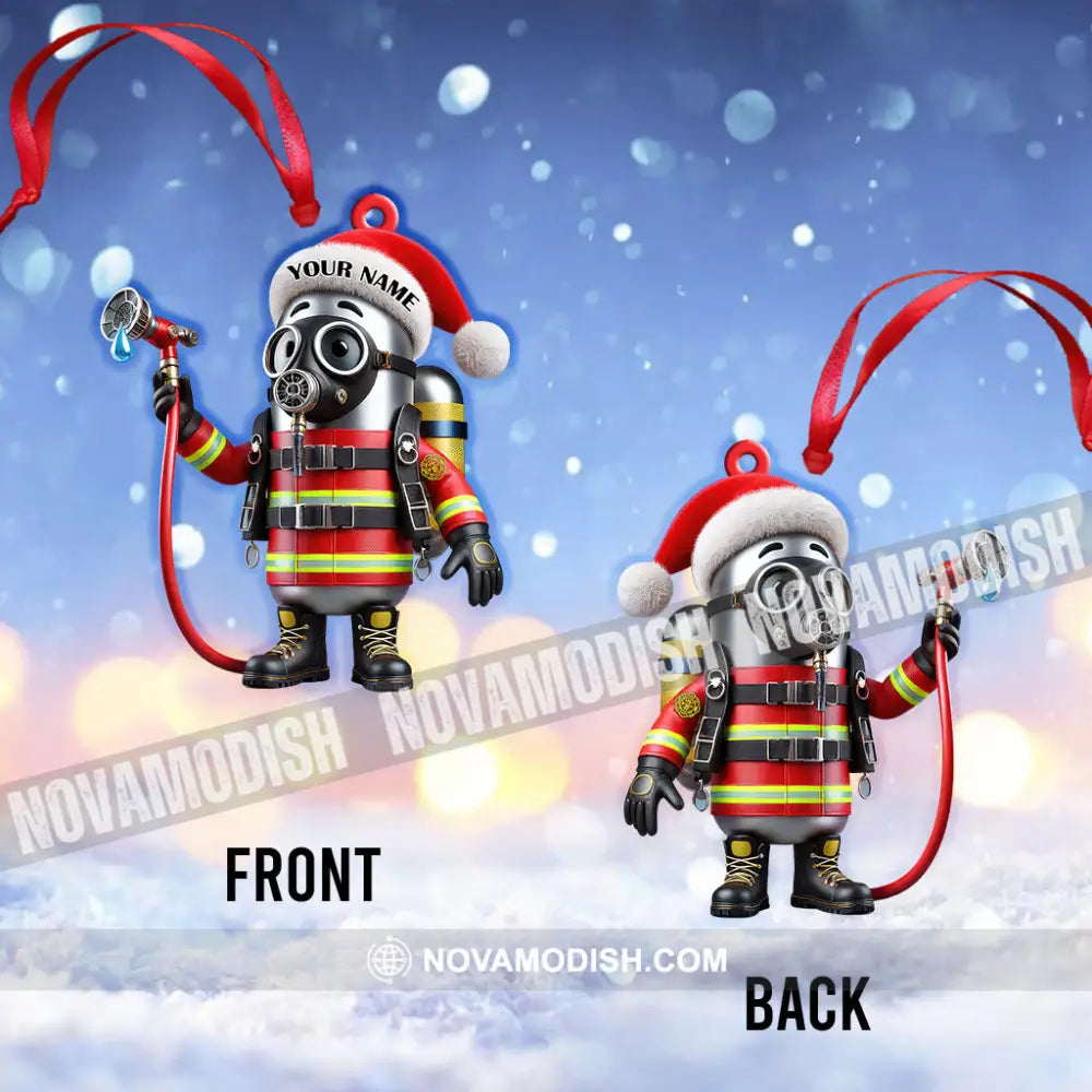 Custom Name Fire Fighter Ornament Christmas Gift