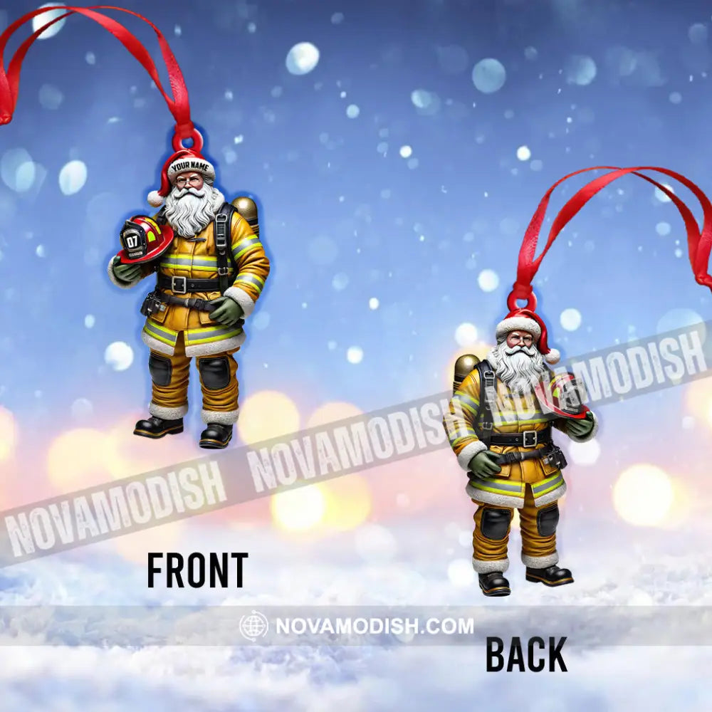 Custom Name Fire Fighter Ornament Christmas Gift