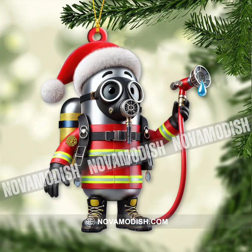 Custom Name Fire Fighter Ornament Christmas Gift 3.54’’ / 1