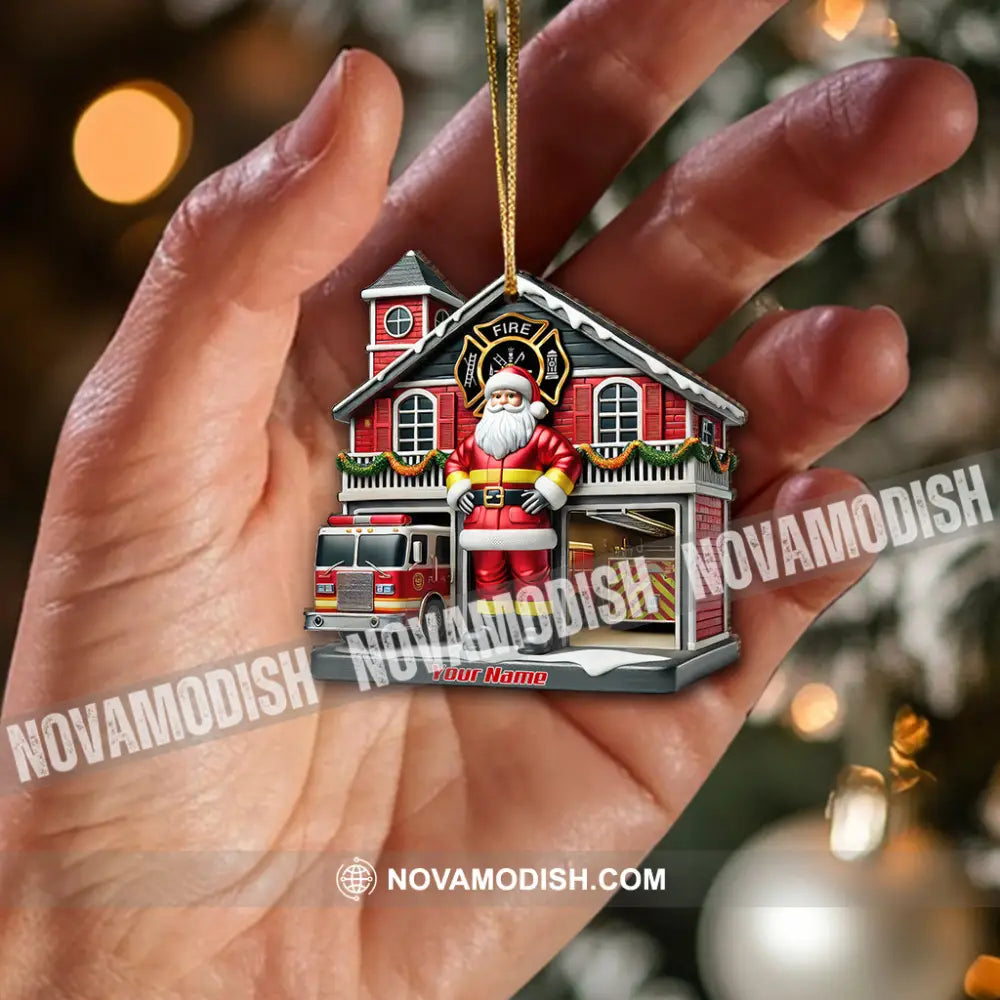 Custom Name Fire Fighter Ornament Christmas Gift