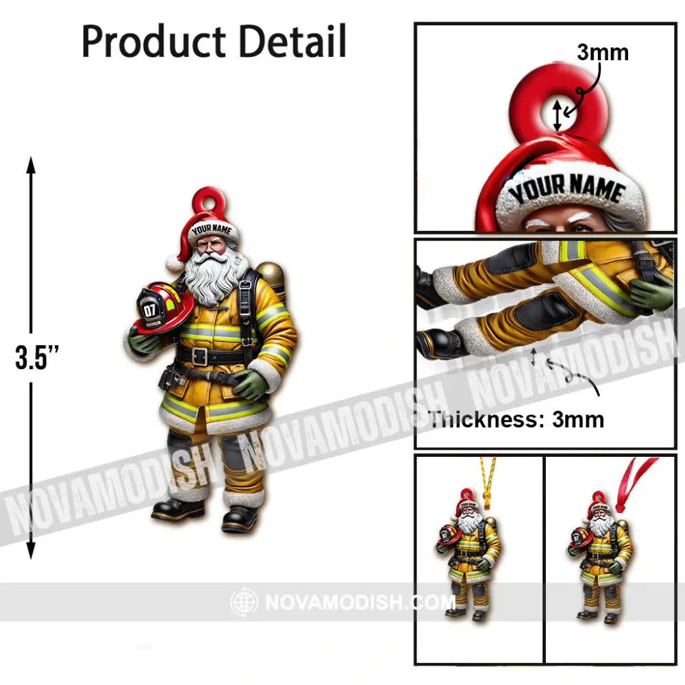 Custom Name Fire Fighter Ornament Christmas Gift