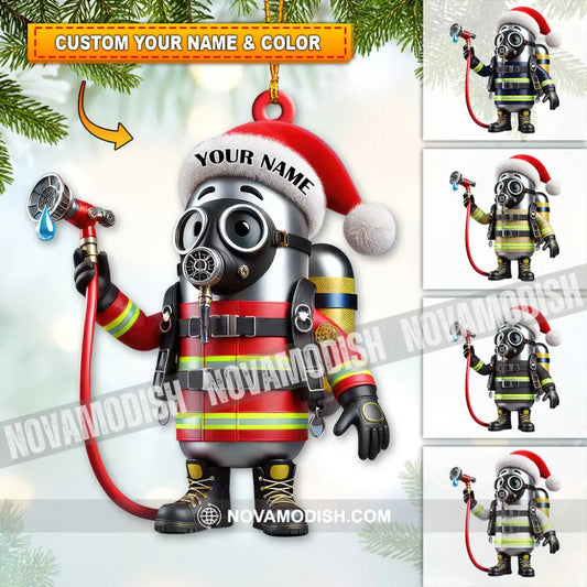 Custom Name Fire Fighter Ornament Christmas Gift