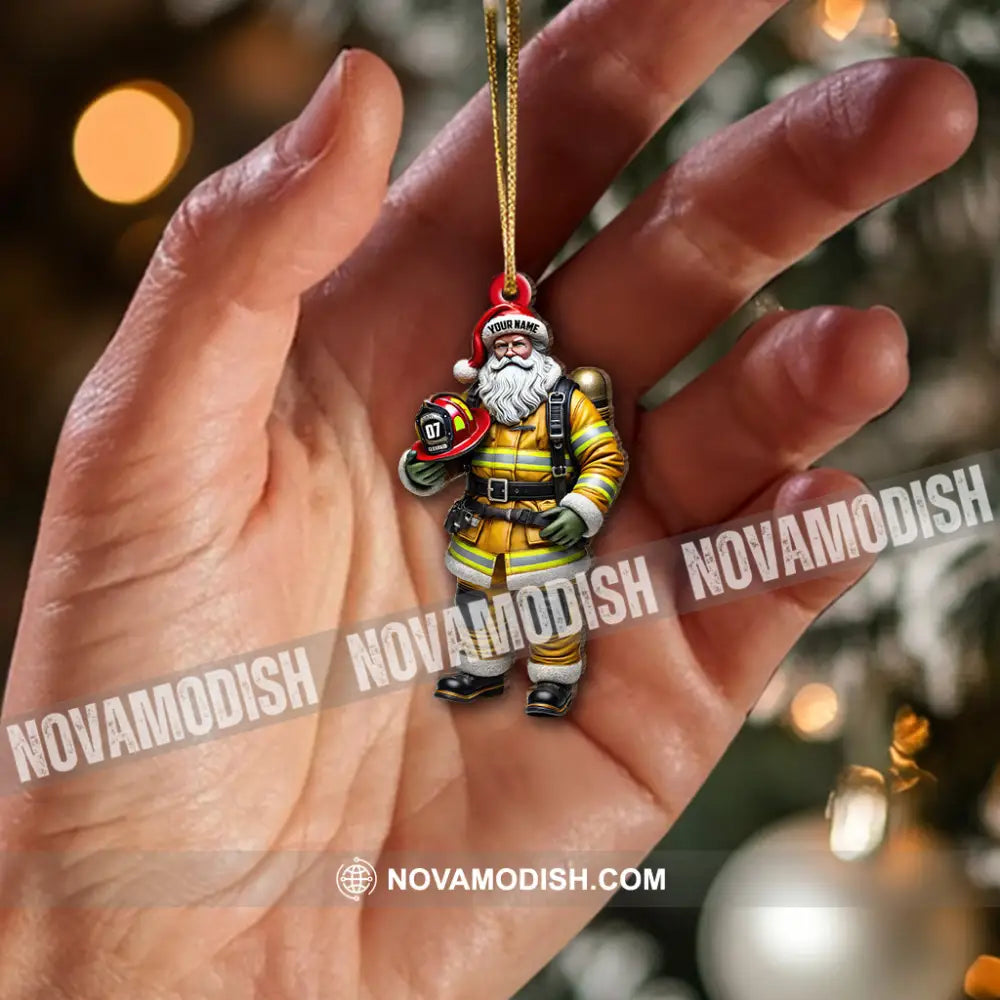 Custom Name Fire Fighter Ornament Christmas Gift