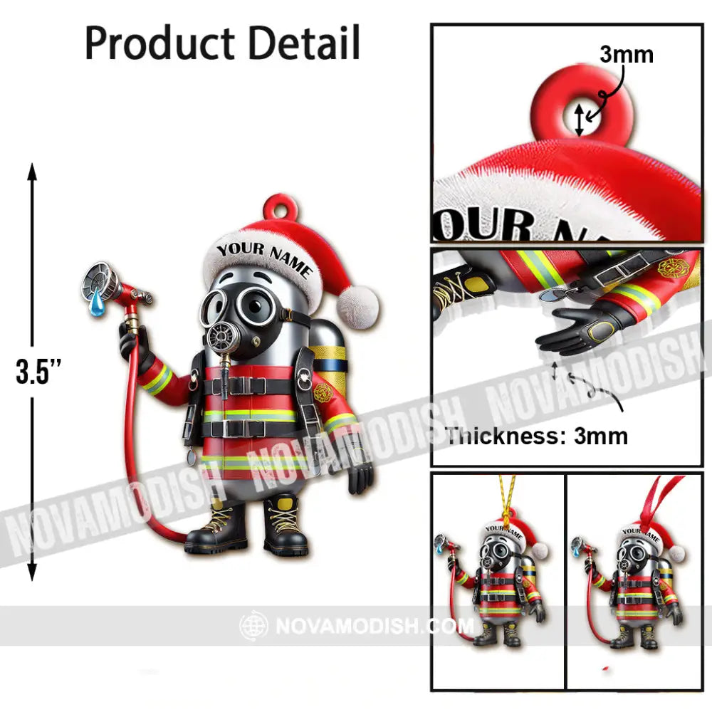 Custom Name Fire Fighter Ornament Christmas Gift