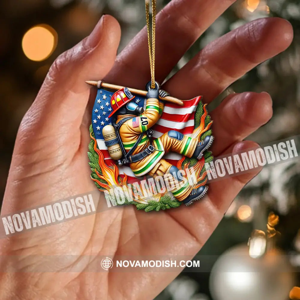 Custom Name Firefighter Ornament Memorial Christmas Gift