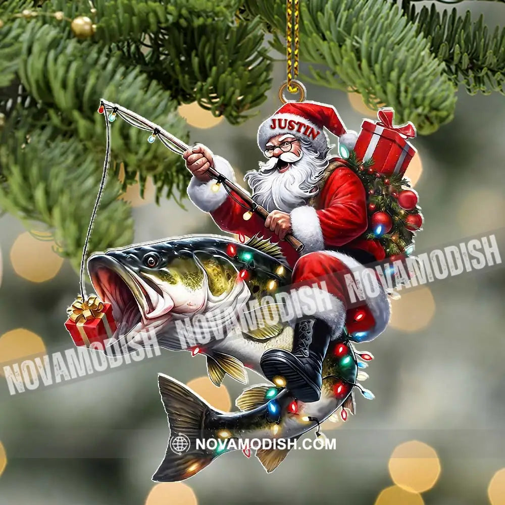 Custom Name Fishing Santa Ornament Christmas Gift