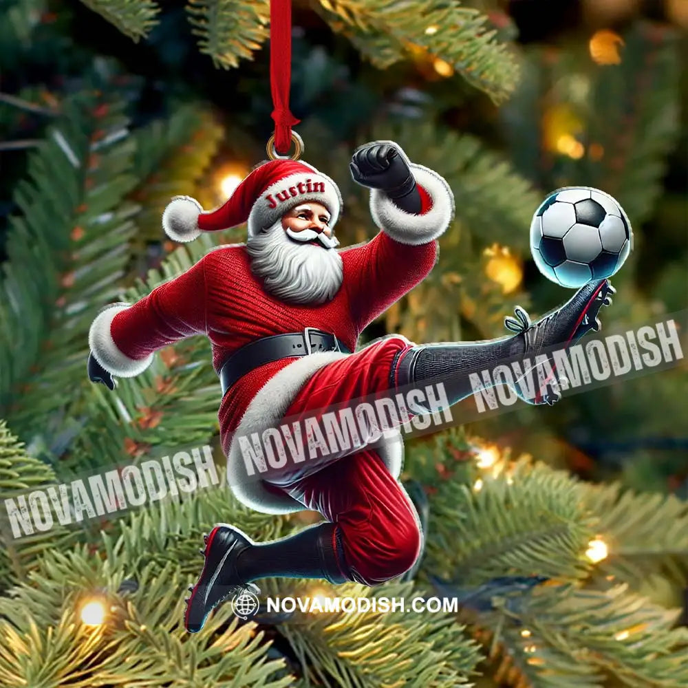 Custom Name Football Santa Ornament Christmas Gift