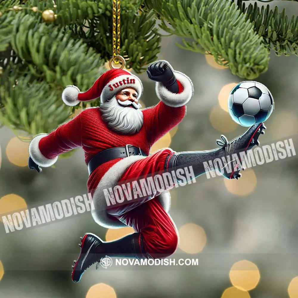 Custom Name Football Santa Ornament Christmas Gift